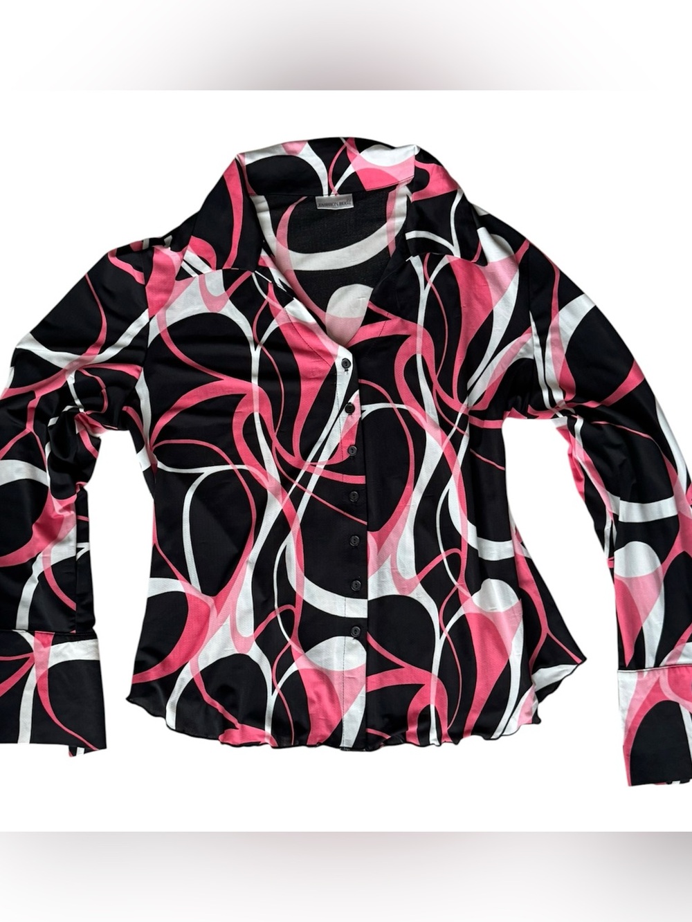Vintage Y2K Fashion Bug Abstract Swirl Button-Down Shirt